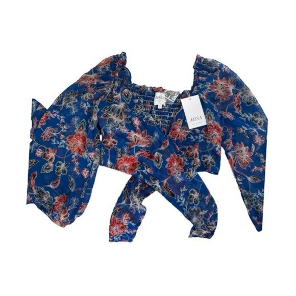 NWT Misa Los Angeles Ancora Floral Tie Crop Top Cotton - Picture 8 of 10